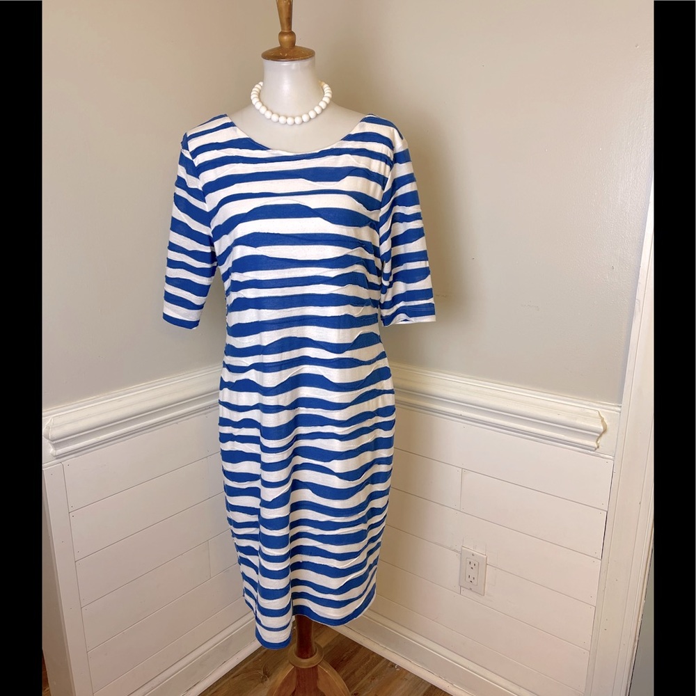 Connected Apparel Wavy Striped Dress L FREE SHIP